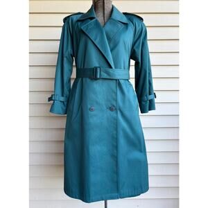 Womans Trench Coat Double Breasted Size 4 Removable Lining Thinsolated Belted